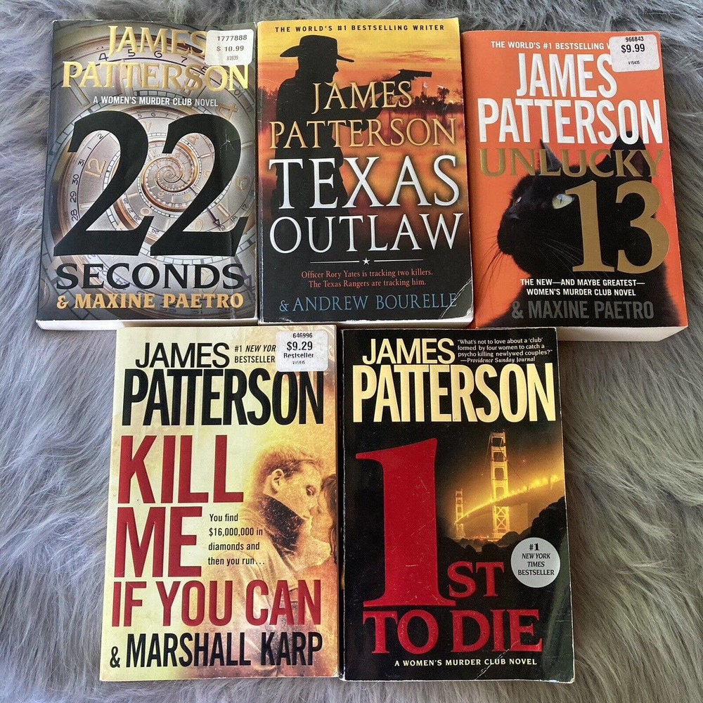Lot of 5 Books by James Patterson Paperback 22 Seconds Texas Outlaw Unlucky 13